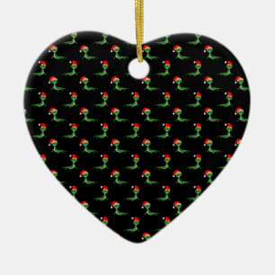 Funny Lizard Big Smile Face Merry Christmas Xmas Ceramic Ornament