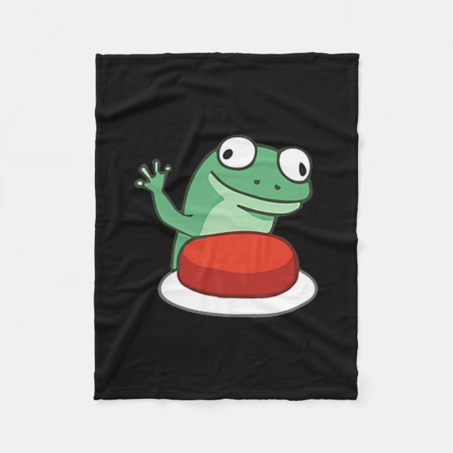 Funny Lizard Button Meme  Fleece Blanket (Front)