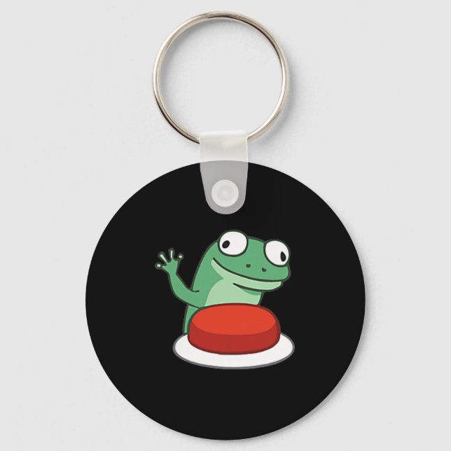 Funny Lizard Button Meme  Keychain (Front)