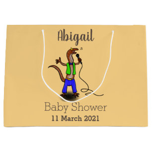 Funny lizard singing with microphone cartoon large gift bag