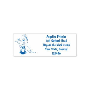 Funny lizard singing with microphone cartoon self-inking stamp