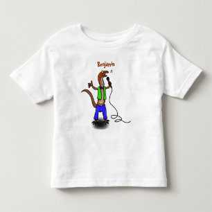 Funny lizard singing with microphone cartoon toddler t-shirt