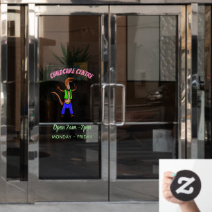 Funny lizard singing with microphone cartoon window cling