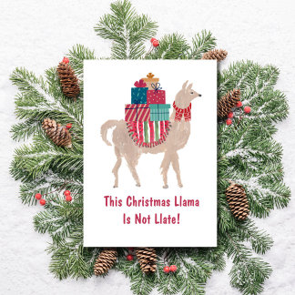 Funny Llama Alpaca Cute Unique Belated Christmas Holiday Card