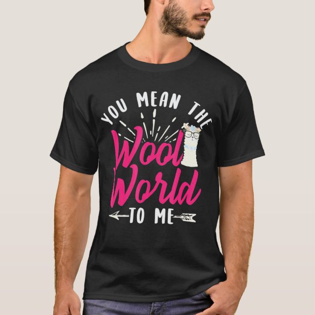 Funny Llama Alpaca Wool World Design T-Shirt (Front)