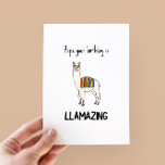 Funny Llama Birthday Card<br><div class="desc">Hope your birthday is llamazing - funny pun birthday card with an illustration of a llama</div>