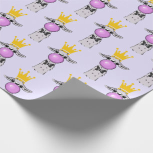 Funny Llama Blowing a Pink Bubble Pattern Wrapping Paper