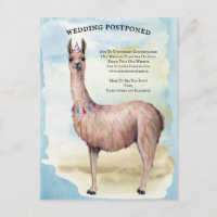 Funny Llama Blue Wedding Postponed Date Change