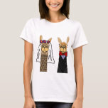 Funny Llama Bride and Groom Wedding Art T-Shirt<br><div class="desc">Funny funky llama bride and groom wedding original artwork is very unique and artsy.  Great for llama lovers.</div>