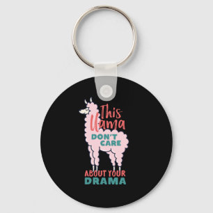 Funny Llama Cartoon Don't Care About Your Drama Keychain
