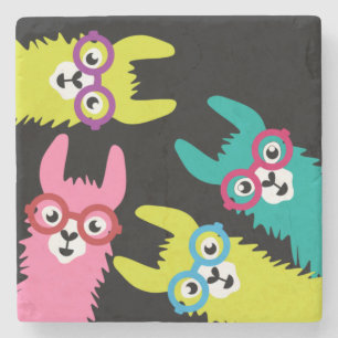 Funny Llama Colorful Camelid  Stone Coaster
