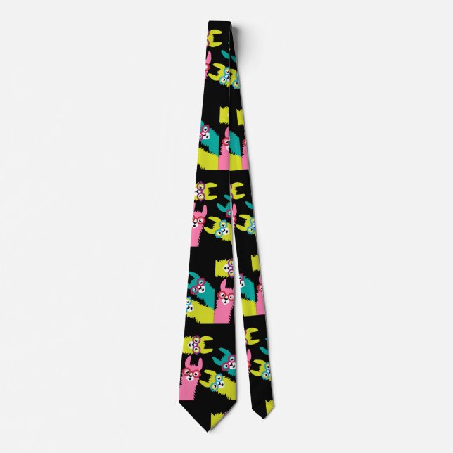 Funny Llama Colorful Camelid  Tie (Front)