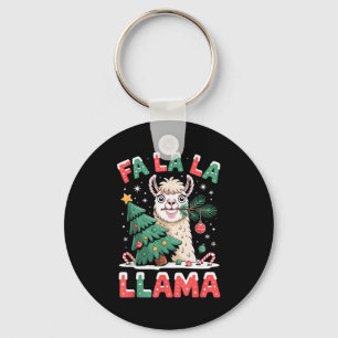 Funny Llama Eating Christmas Tree Fala Lala  Keychain
