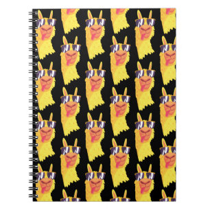 Funny Llama Face With Glasses Pattern Notebook