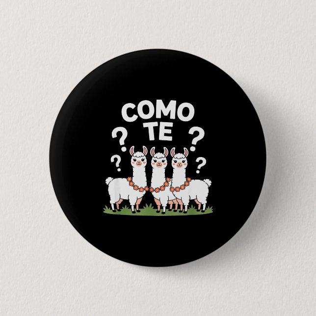Funny llama flower garland como te question mark F 2 Inch Round Button (Front)