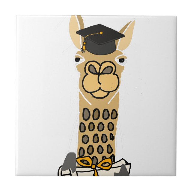 Funny Llama Graduation Art Design Tile (Front)