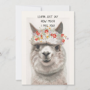 Funny Llama I Miss You Greeting Card