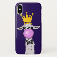 Funny Llama Illustration Blowing a Pink Bubble