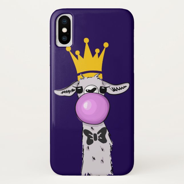 Funny Llama Illustration Blowing a Pink Bubble Case-Mate iPhone Case (Back)