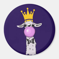 Funny Llama Illustration Blowing a Pink Bubble