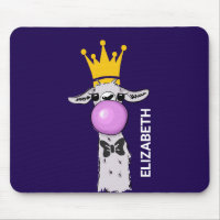 Funny Llama Illustration Blowing a Pink Bubble