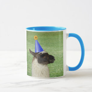 Funny Llama in Party Hat mug