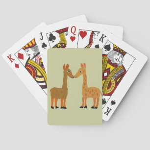 Funny Llama Love Primitive Art Playing Cards