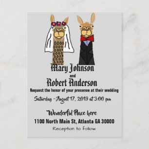 Funny Llama Mariée et Faire-part de mariage de cha