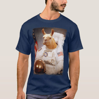 Funny Llama Moon Space Mission Animal Astronaut  T-Shirt