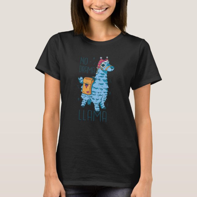 Funny Llama, No Drama Llama T-Shirt (Front)