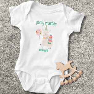 Funny Llama Party Crasher Baby Bodysuit