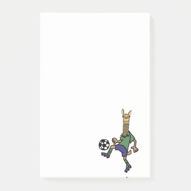 Funny Llama Playing Soccer Cartoon Post-it Notes (Front)