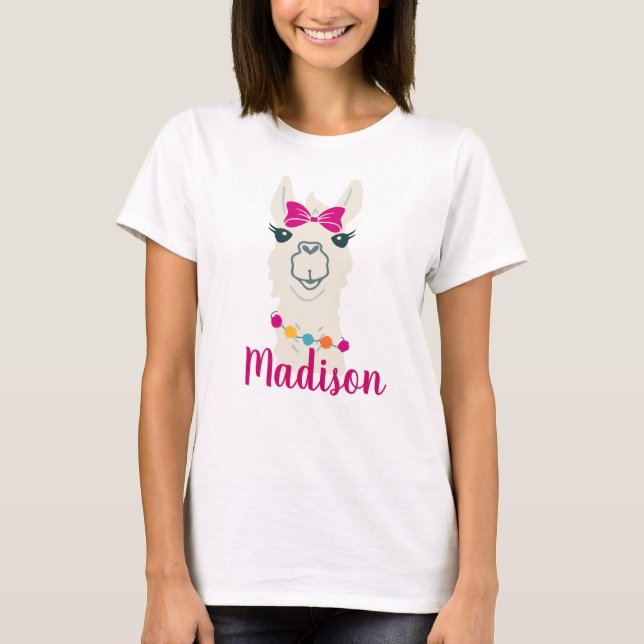 Funny llama Queen T-Shirt For Girls (Front)