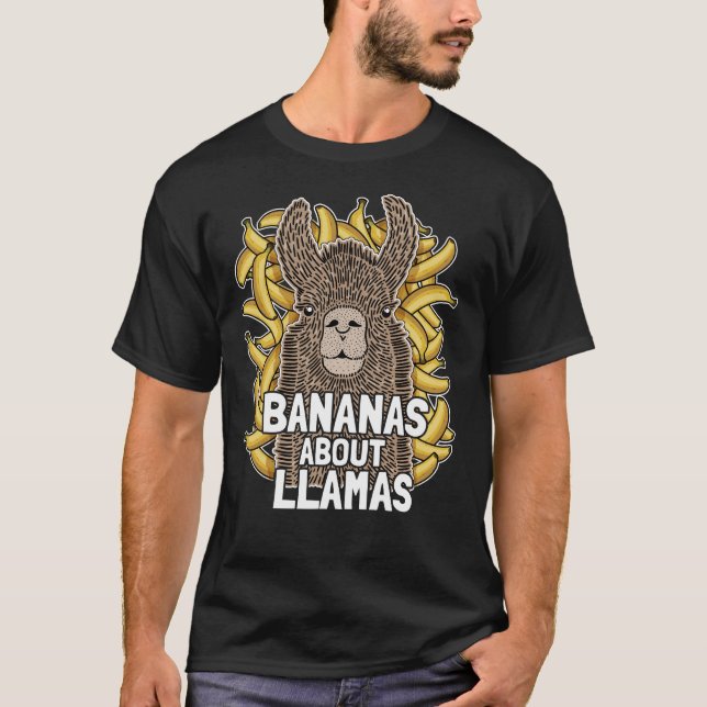 Funny Llama T-Shirt I Bananas About Llamas (Front)