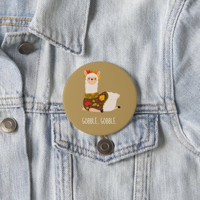 Funny Llama Turkey Thanksgiving  3 Inch Round Button (In Situ)