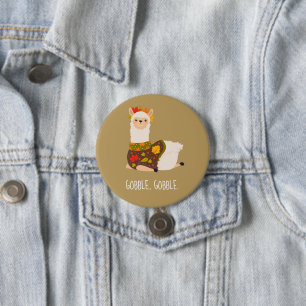 Funny Llama Turkey Thanksgiving  3 Inch Round Button