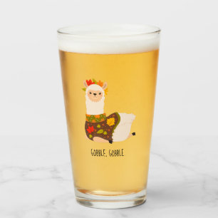Funny Llama Turkey Thanksgiving   Glass
