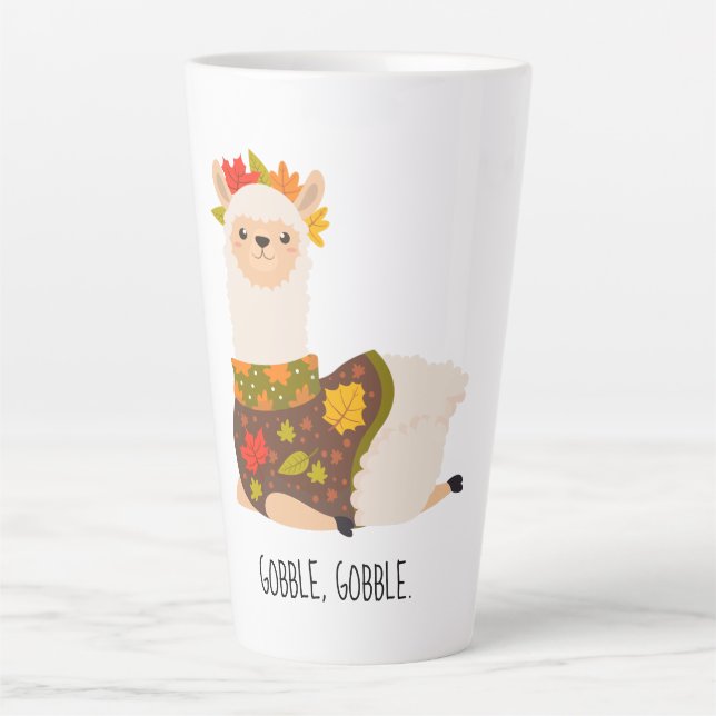 Funny Llama Turkey Thanksgiving Latte Mug (Front)