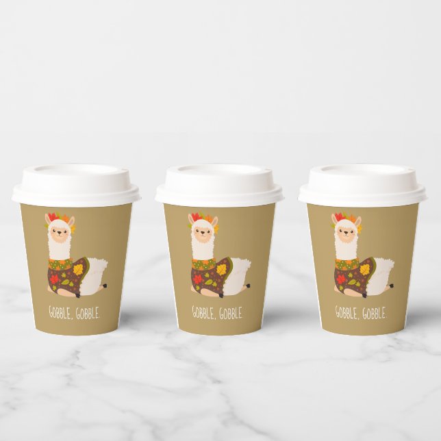 Funny Llama Turkey Thanksgiving  Paper Cups (Multi)