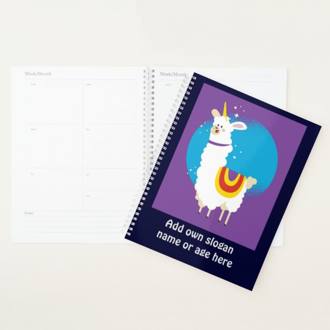 Funny Llama Unicorn Alpaca Kawaii Cute Ajouter Nom (Devant avec enveloppe)