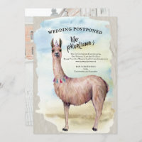 Funny Llama Wedding Photo Postponed Date Change