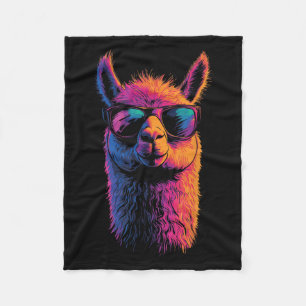 Funny Llama With Sunglasses Colourful No Drama Ani Fleece Blanket