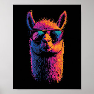 Funny Llama With Sunglasses Colourful No Drama Ani Poster
