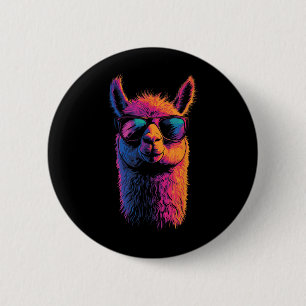 Funny Llama With Sungles Colourful No Drama Animal 2 Inch Round Button
