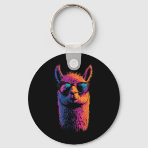Funny Llama With Sungles Colourful No Drama Animal Keychain