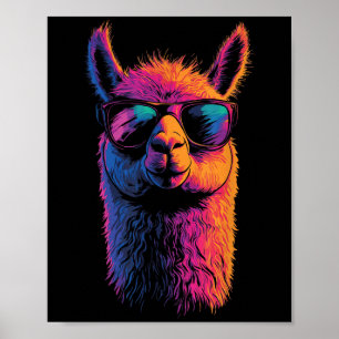 Funny Llama With Sungles Colourful No Drama Animal Poster