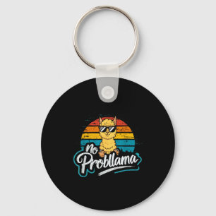 Funny Llama With Sungles No Probllama Cute Llama V Keychain