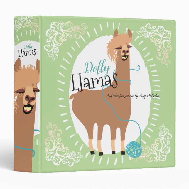 Funny llama yarn knitting crochet pattern binder (Front/Spine)