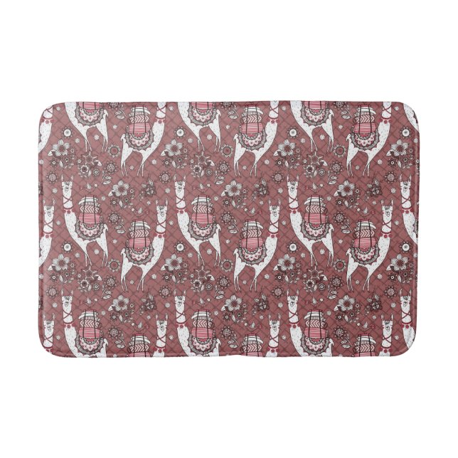 Funny Llamas Pattern Bath Mat (Front)