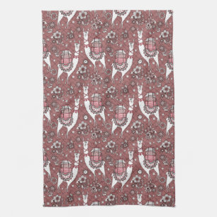Funny Llamas Pattern Kitchen Towel